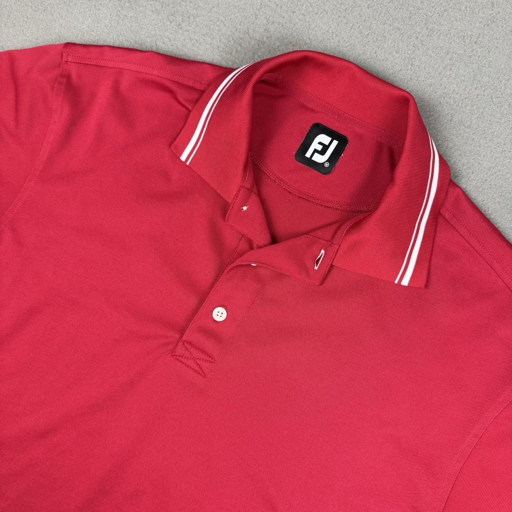 Footjoy Men's Golf Polo Men's Medium Red White Golf Shirt